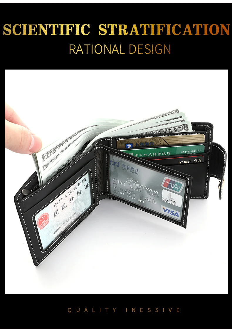 Portefeuille homme court portefeuille jeunesse mode personnalité Pu cuir carte de crédit porte-carte d\'identité portefeuille pliant portefeuille