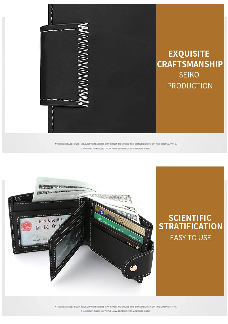 Portefeuille homme court portefeuille jeunesse mode personnalité Pu cuir carte de crédit porte-carte d\'identité portefeuille pliant portefeuille