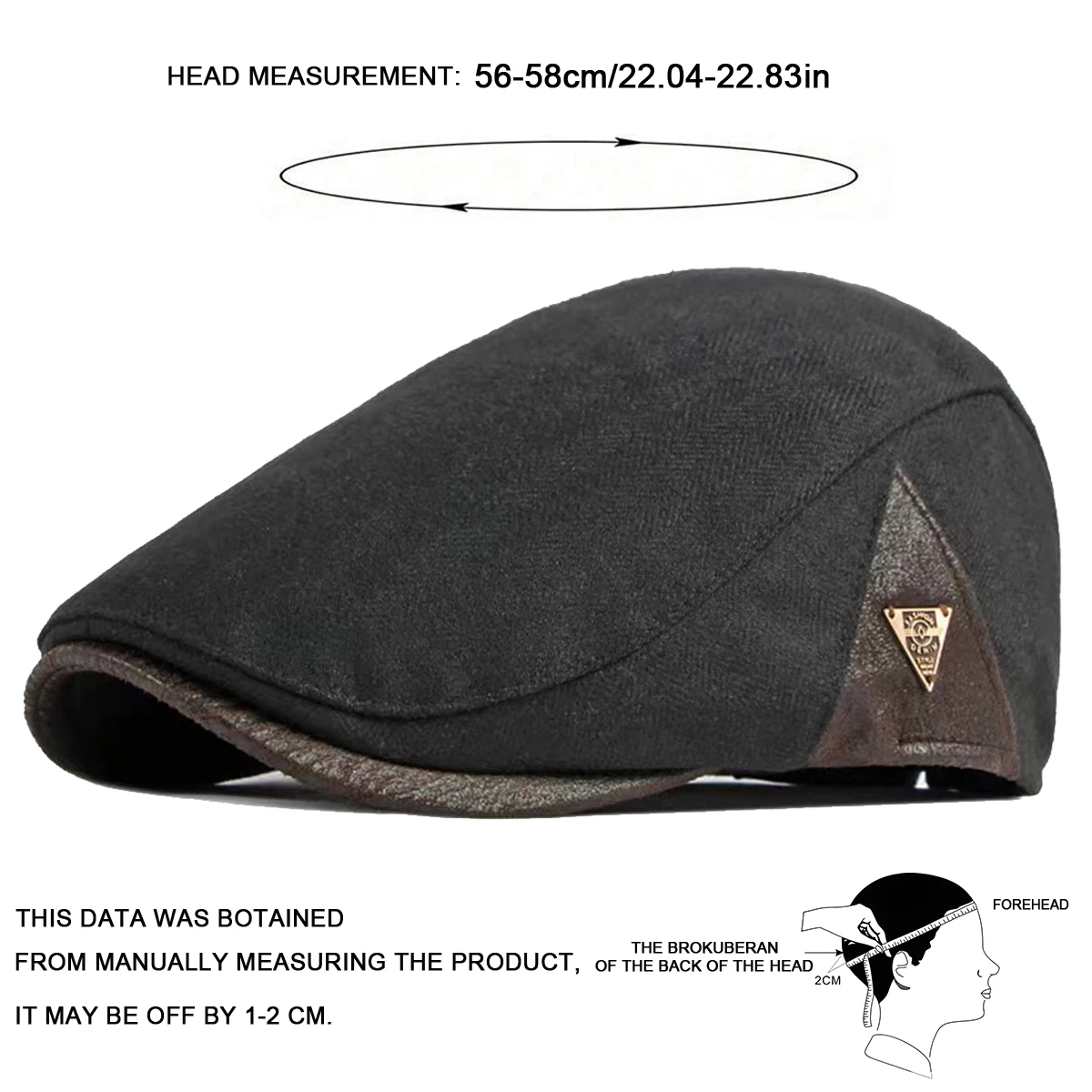 Casquettes de journal avec étiquette triangulaire latérale pour hommes, chapeaux de peintre britannique, casquette plate de printemps et d\'automne, bérets Hip Hop