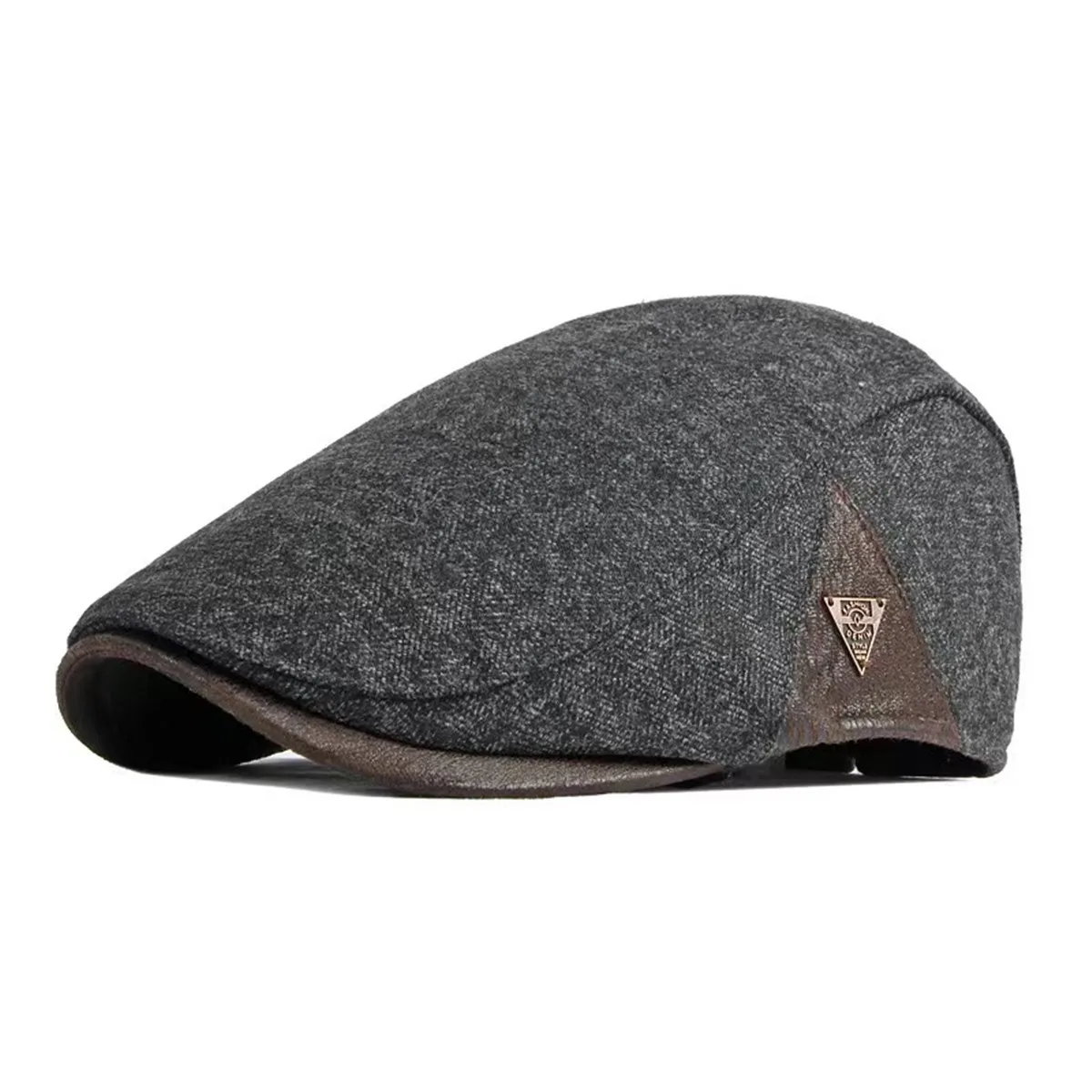 Casquettes de journal avec étiquette triangulaire latérale pour hommes, chapeaux de peintre britannique, casquette plate de printemps et d\'automne, bérets Hip Hop