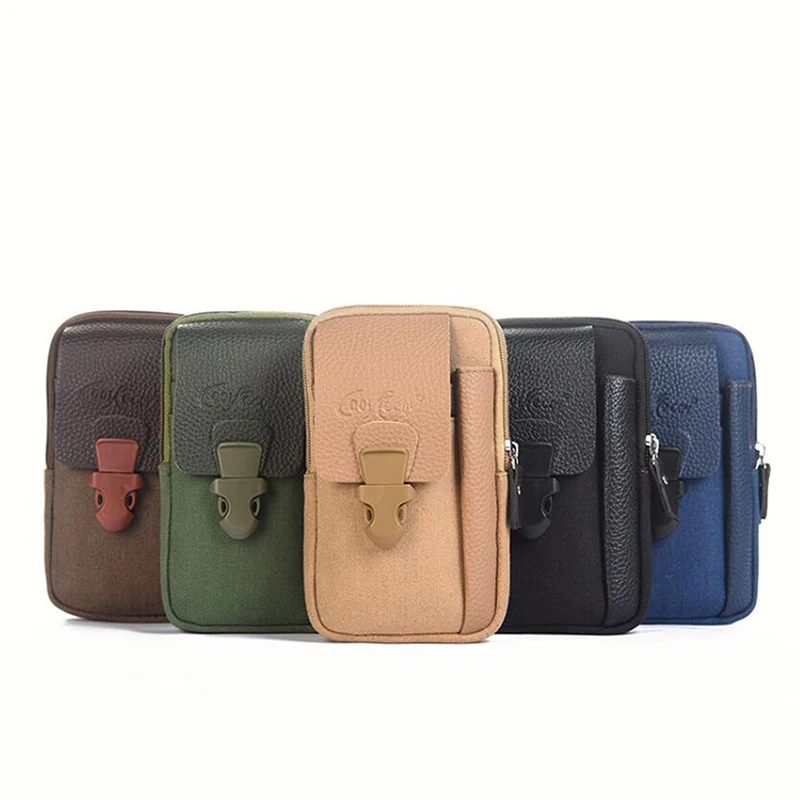 Petit Sac Homme de Taille Ceinture Fermeture Eclair Téléphone Portable Clés CB – Image 2