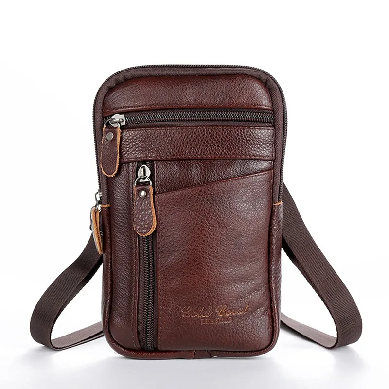 Sac de taille en cuir pour hommes, sac pour téléphone portable, ceinture de Sport de plein air, petit sac à bandoulière pour faire d\'affaires