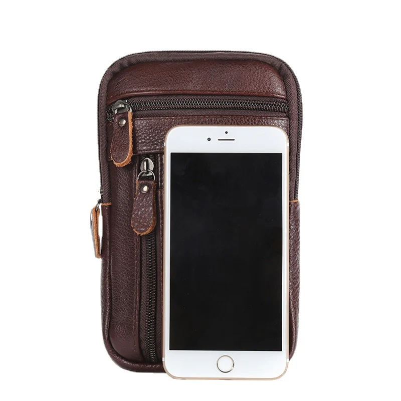 Sac de taille en cuir pour hommes, sac pour téléphone portable, ceinture de Sport de plein air, petit sac à bandoulière pour faire d\'affaires