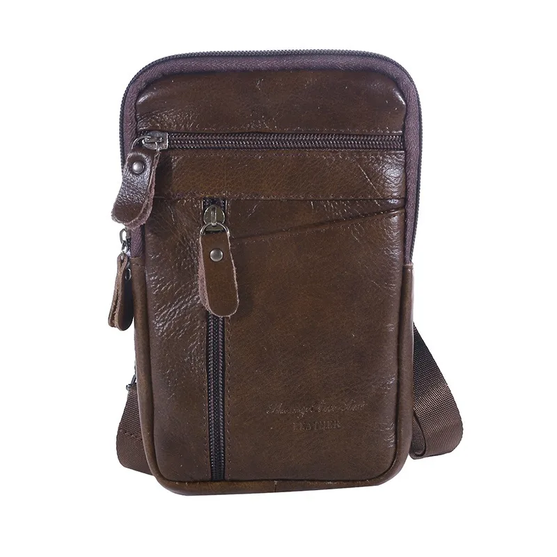 Sac de taille en cuir pour hommes, sac pour téléphone portable, ceinture de Sport de plein air, petit sac à bandoulière pour faire d\'affaires