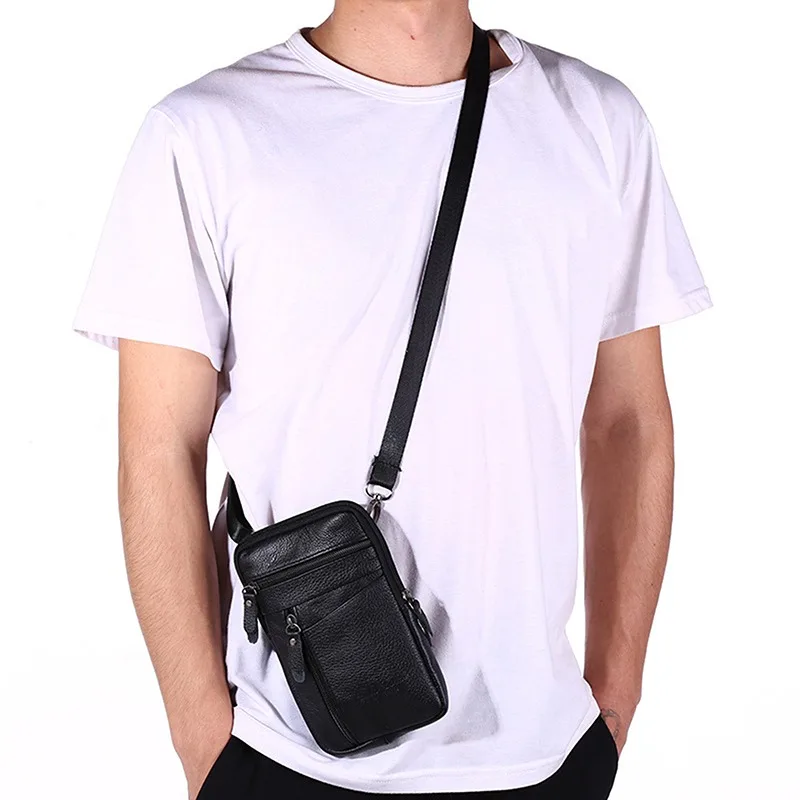 Sac de taille en cuir pour hommes, sac pour téléphone portable, ceinture de Sport de plein air, petit sac à bandoulière pour faire d\'affaires