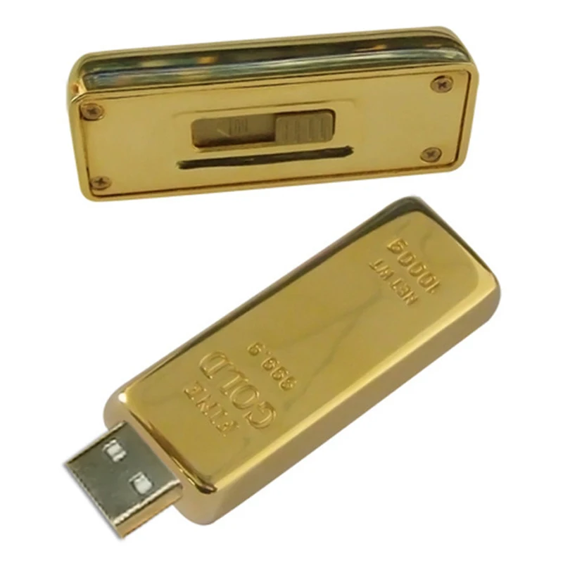 Nouveau métal lingot barre d'or USB2.0 clé USB 128GB nouveauté clé USB 64GB clé mémoire dorée 32GB clé USB 2.0 16GB 8g 4g 128MB