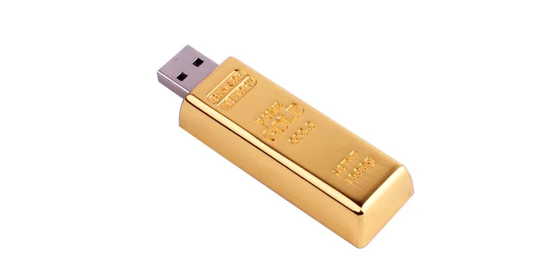 Nouveau métal lingot barre d\'or USB2.0 clé USB 128GB nouveauté clé USB 64GB clé mémoire dorée 32GB clé USB 2.0 16GB 8g 4g 128MB