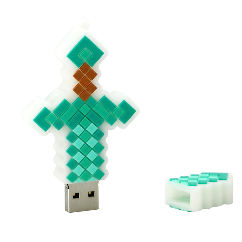 Clé USB Pioche Epée genre Jeu Minecraft Cube Cubique 4 8 16 32 64 128 256 512 Go – Image 2