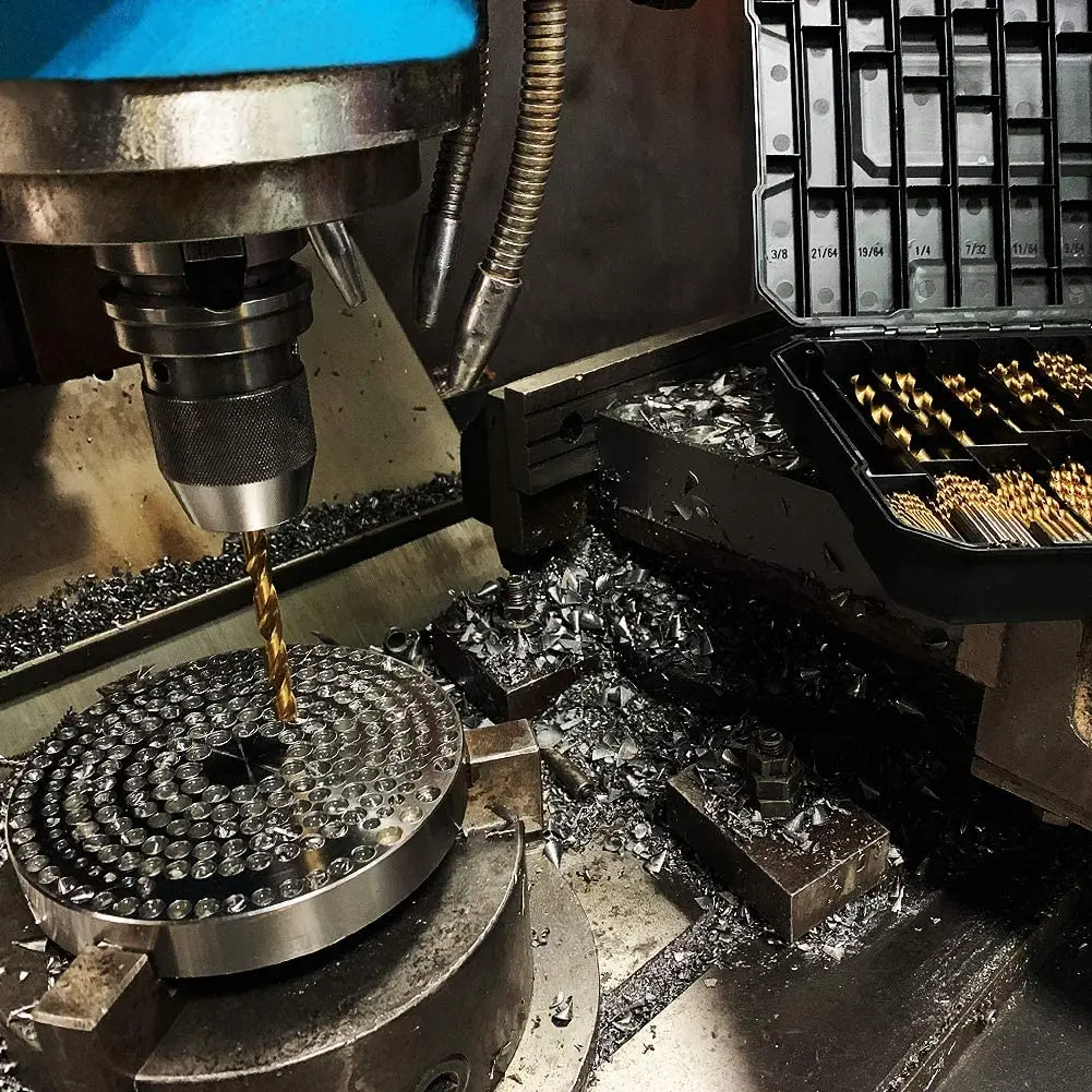 Jeu de forets en titane 99 pièces, 1,5 mm-10 mm, pour acier, bois, plastique, métal, cuivre, alliage d\'aluminium avec mallette de rangement