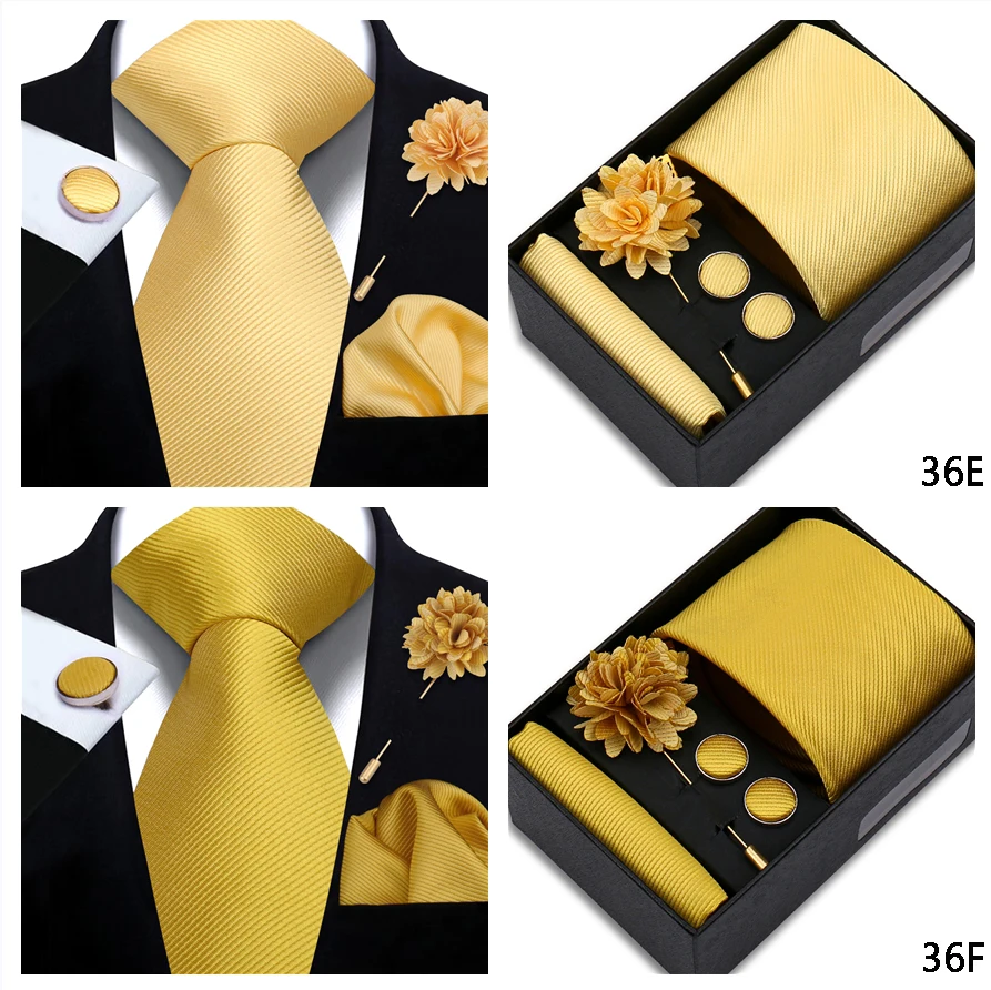 Top qualité couleur unie cravates Hanky boutons de manchette broche ensemble élégant Jacquard cravate pour hommes d\'affaires mariage dans une boîte cadeau Gravatas Top qualité couleur unie cravates Hanky boutons de manchette broche ensemble élégant Jacquard cravate pour hommes d\'affaires mariage dans une boîte cadeau Gravatas