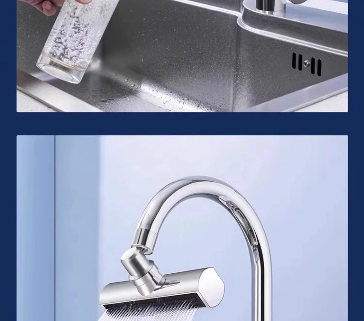 Nouveau Robinet d\'extension pivotant universel à trois modes, cascade de cuisine, buse anti-éclaboussures, évier multifonction