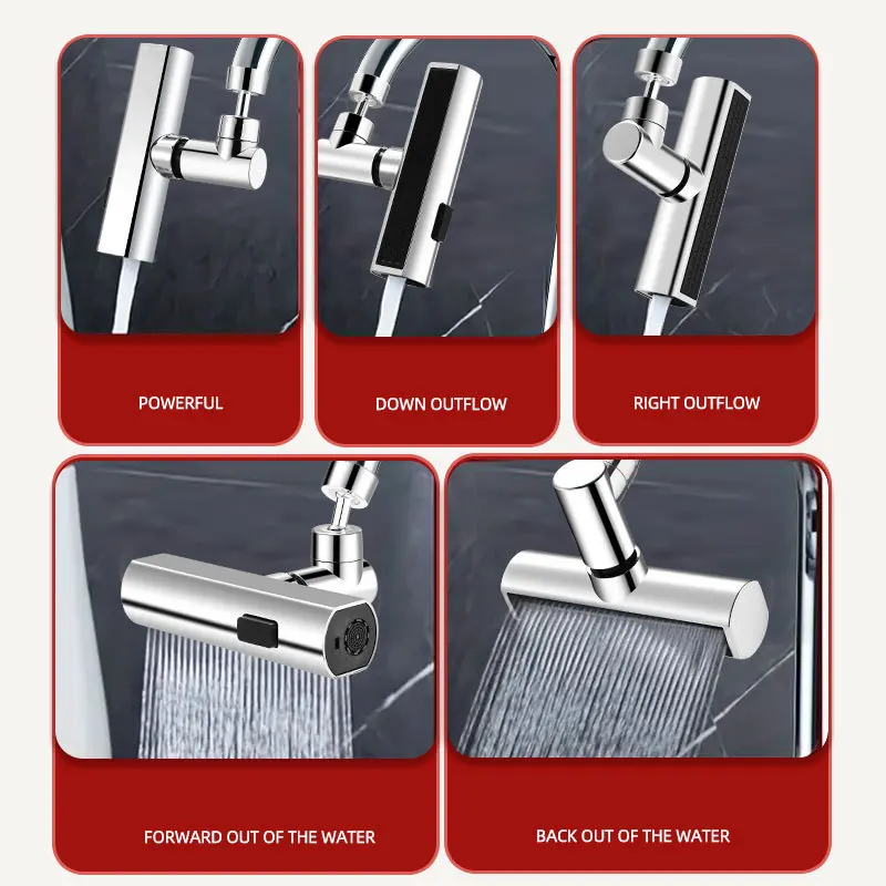 Nouveau Robinet d'extension pivotant universel à trois modes, cascade de cuisine, buse anti-éclaboussures, évier multifonction