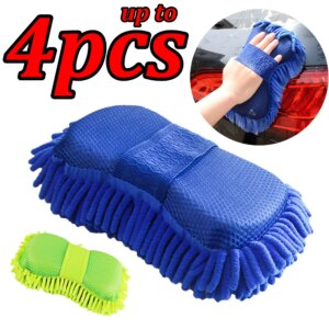 Eponge Gant de Lavage Nettoyage Auto Voiture Moto Caravane à Franges Doux