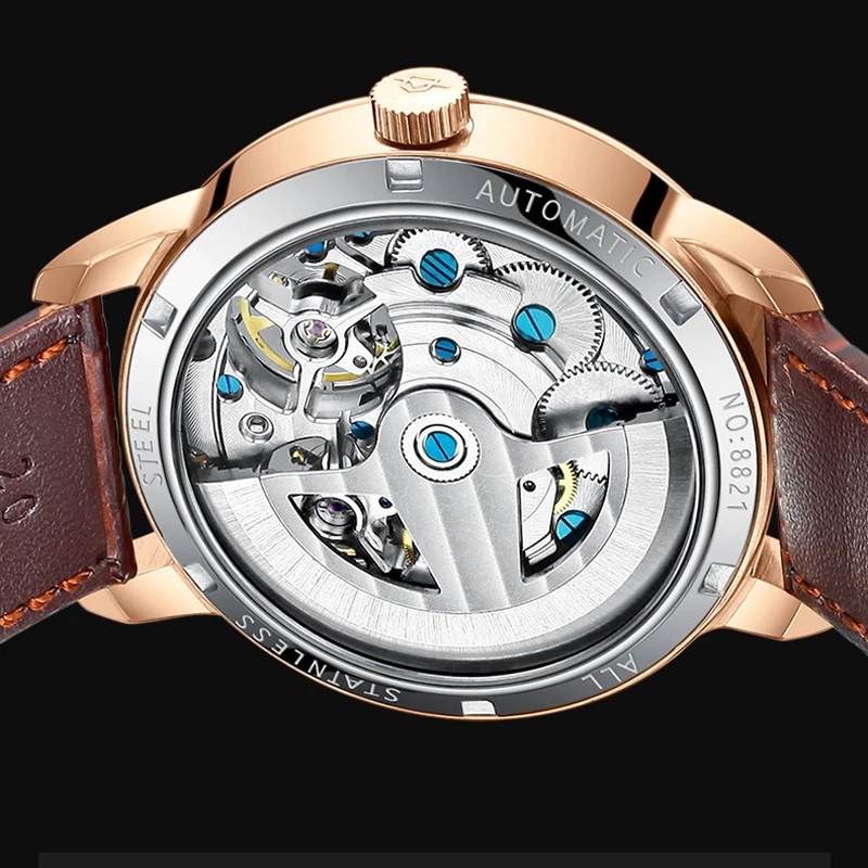 Montre Homme Automatique Double Tourbillon Mi Squelette Chiffres Romains Luxe – Image 5