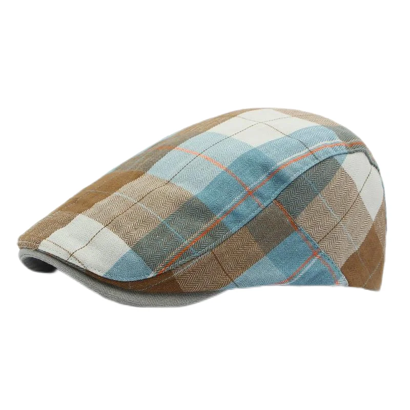 Béret à carreaux Dopamine pour printemps et été, chapeau avant en langue de canard, visière de Style britannique, chapeaux d\'été pour femmes et hommes, chapeaux de soleil, chapeau de papa, cadeau