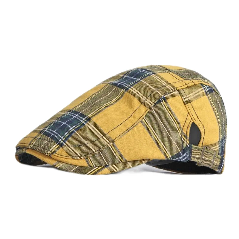 Béret à carreaux Dopamine pour printemps et été, chapeau avant en langue de canard, visière de Style britannique, chapeaux d\'été pour femmes et hommes, chapeaux de soleil, chapeau de papa, cadeau