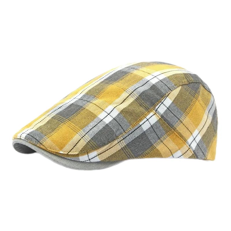 Béret à carreaux Dopamine pour printemps et été, chapeau avant en langue de canard, visière de Style britannique, chapeaux d\'été pour femmes et hommes, chapeaux de soleil, chapeau de papa, cadeau