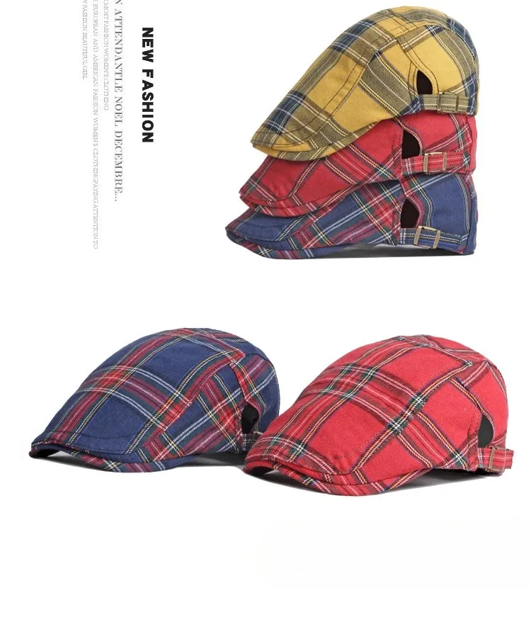 Béret à carreaux Dopamine pour printemps et été, chapeau avant en langue de canard, visière de Style britannique, chapeaux d\'été pour femmes et hommes, chapeaux de soleil, chapeau de papa, cadeau