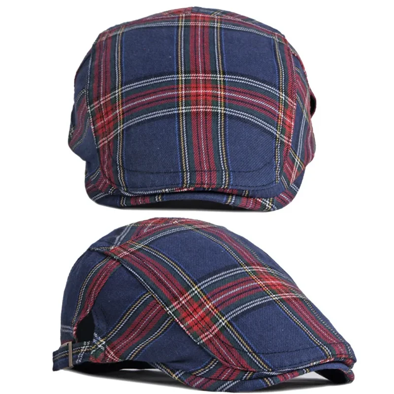 Béret à carreaux Dopamine pour printemps et été, chapeau avant en langue de canard, visière de Style britannique, chapeaux d\'été pour femmes et hommes, chapeaux de soleil, chapeau de papa, cadeau