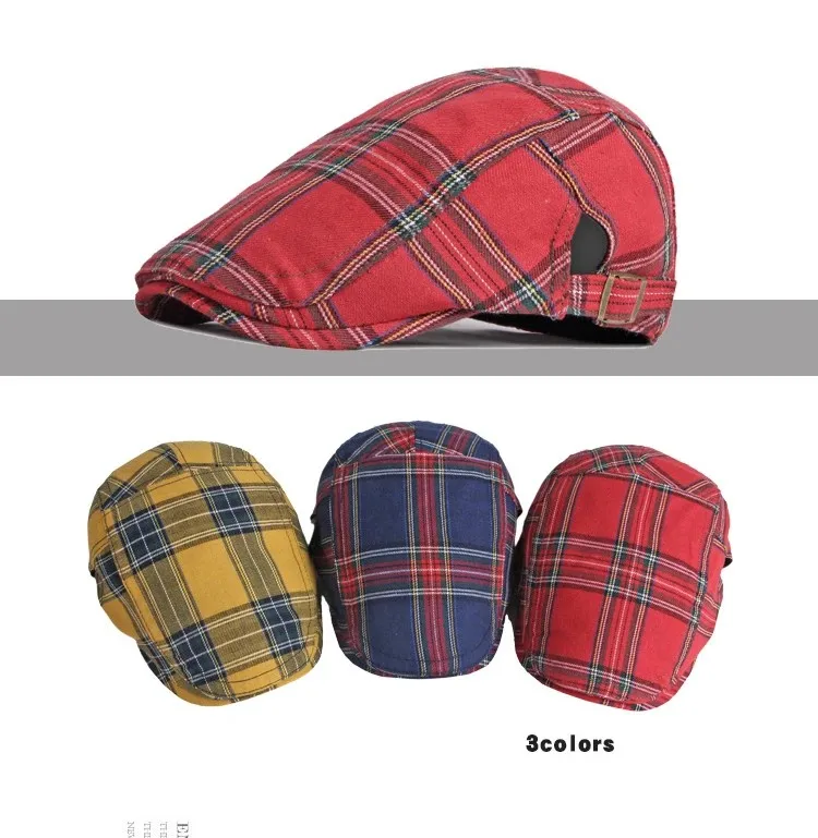 Béret à carreaux Dopamine pour printemps et été, chapeau avant en langue de canard, visière de Style britannique, chapeaux d\'été pour femmes et hommes, chapeaux de soleil, chapeau de papa, cadeau
