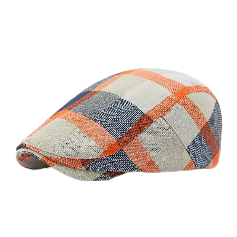 Béret à carreaux Dopamine pour printemps et été, chapeau avant en langue de canard, visière de Style britannique, chapeaux d'été pour femmes et hommes, chapeaux de soleil, chapeau de papa, cadeau