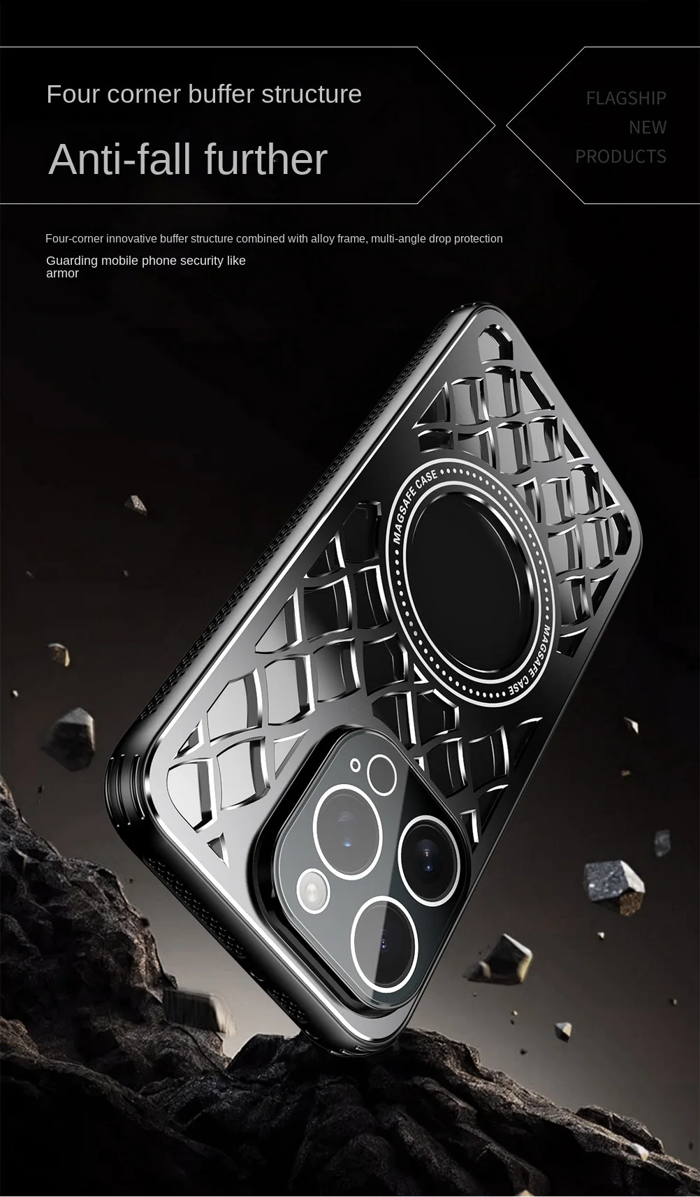 Coque à anneau magnétique en alliage d\'aluminium creux, Dissipation thermique, plaque arrière, pour iPhone 16 Pro Max 16 Pro 15 Pro 14 13 12, housse de protection