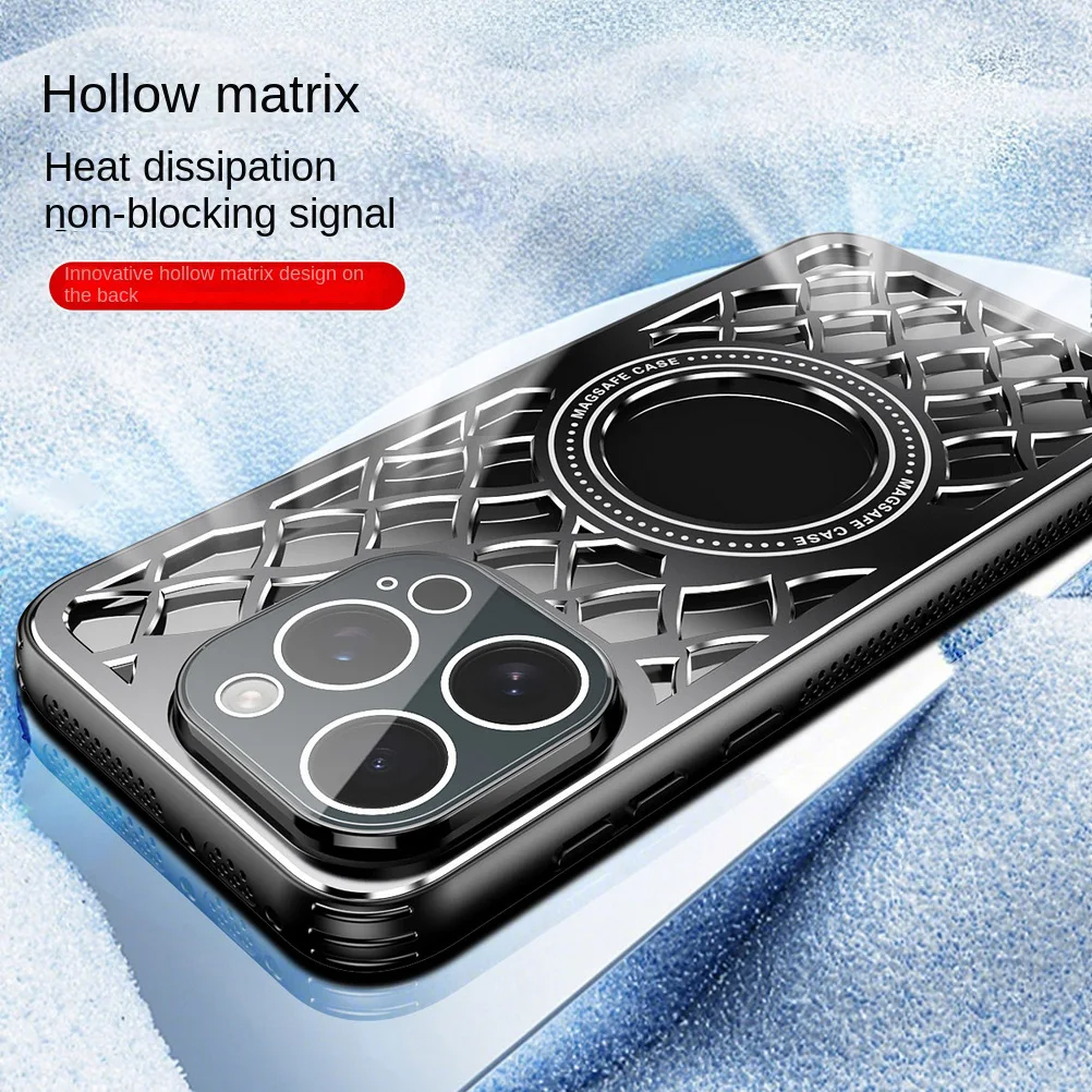 Coque à anneau magnétique en alliage d\'aluminium creux, Dissipation thermique, plaque arrière, pour iPhone 16 Pro Max 16 Pro 15 Pro 14 13 12, housse de protection