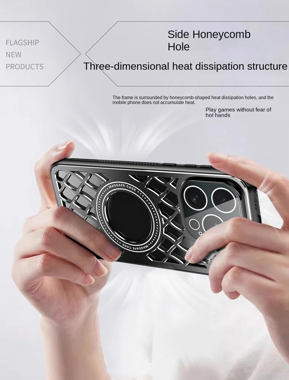 Coque à anneau magnétique en alliage d\'aluminium creux, Dissipation thermique, plaque arrière, pour iPhone 16 Pro Max 16 Pro 15 Pro 14 13 12, housse de protection