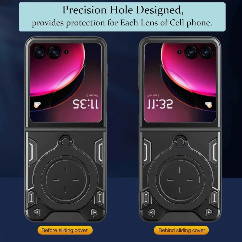 Couvercle coulissant pour Motorola Moto Razr 60 Ultra 50 40 Ultra Razr Plus 2025, support d'anneau, Protection de caméra antichoc Capa