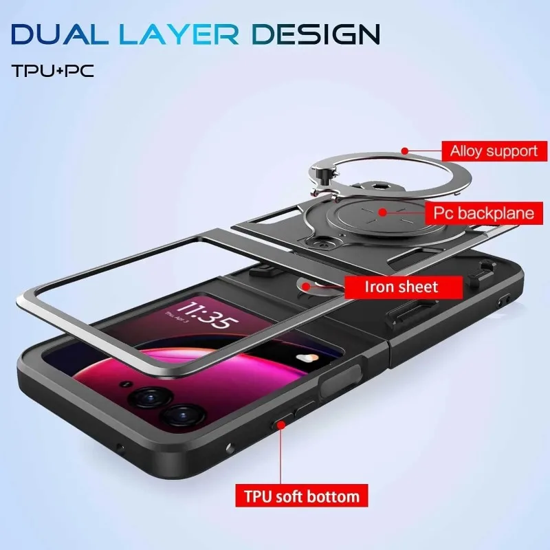 Couvercle coulissant pour Motorola Moto Razr 60 Ultra 50 40 Ultra Razr Plus 2025, support d'anneau, Protection de caméra antichoc Capa