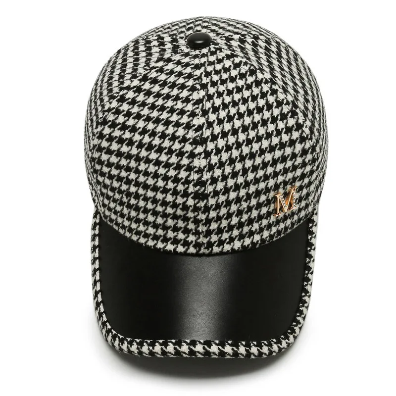 Casquette de Baseball à carreaux pour femmes, garde au chaud, coupe-vent, tendance sauvage, pour l\'hiver