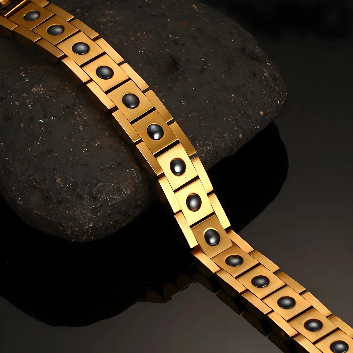 Bracelet Femme Titane Acier Magnétique 3500Gauss Hématite Zircon Bien-Etre Santé – Image 5