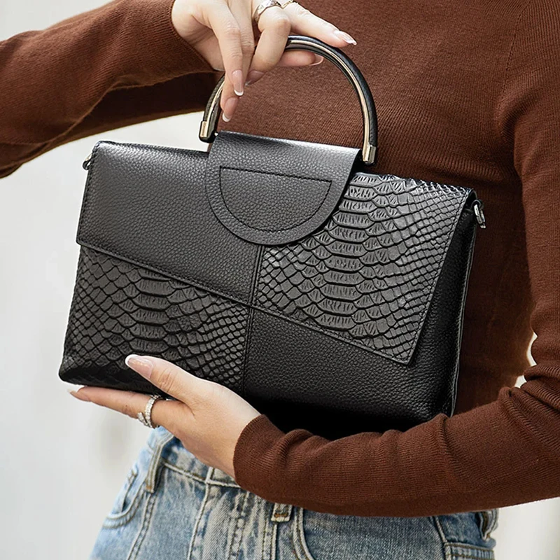 Sac à bandoulière en cuir synthétique PU pour femmes, sac à main et bourse à rabat à motif d\'alligator pour dîner de mariage décontracté
