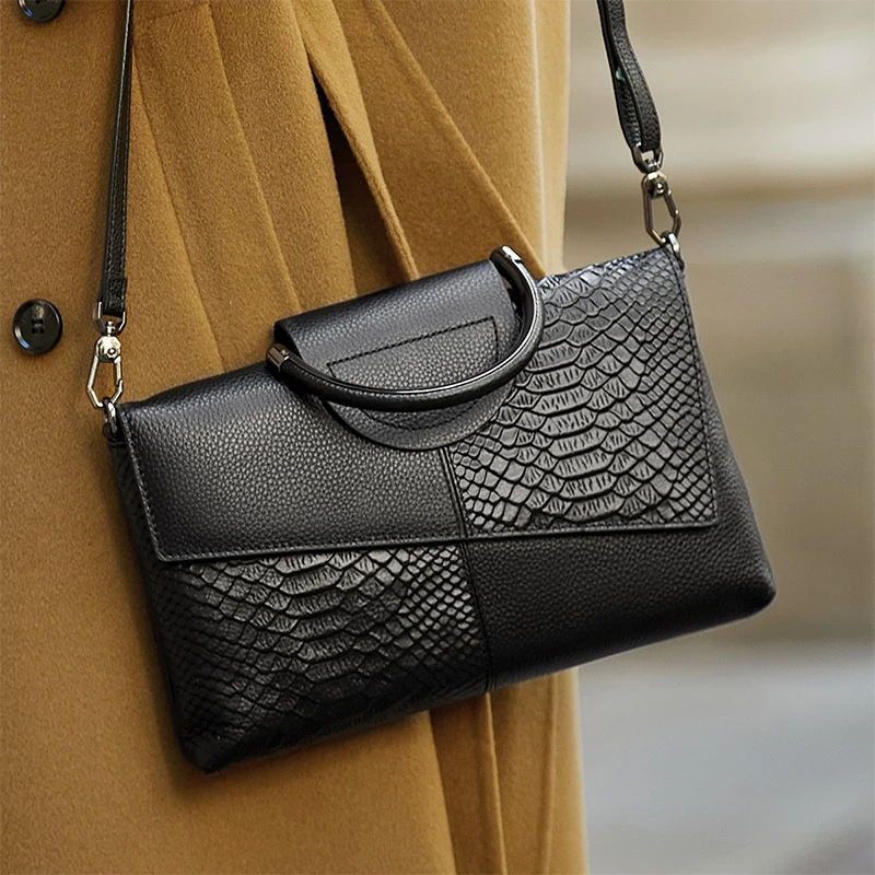 Sac à bandoulière en cuir synthétique PU pour femmes, sac à main et bourse à rabat à motif d\'alligator pour dîner de mariage décontracté