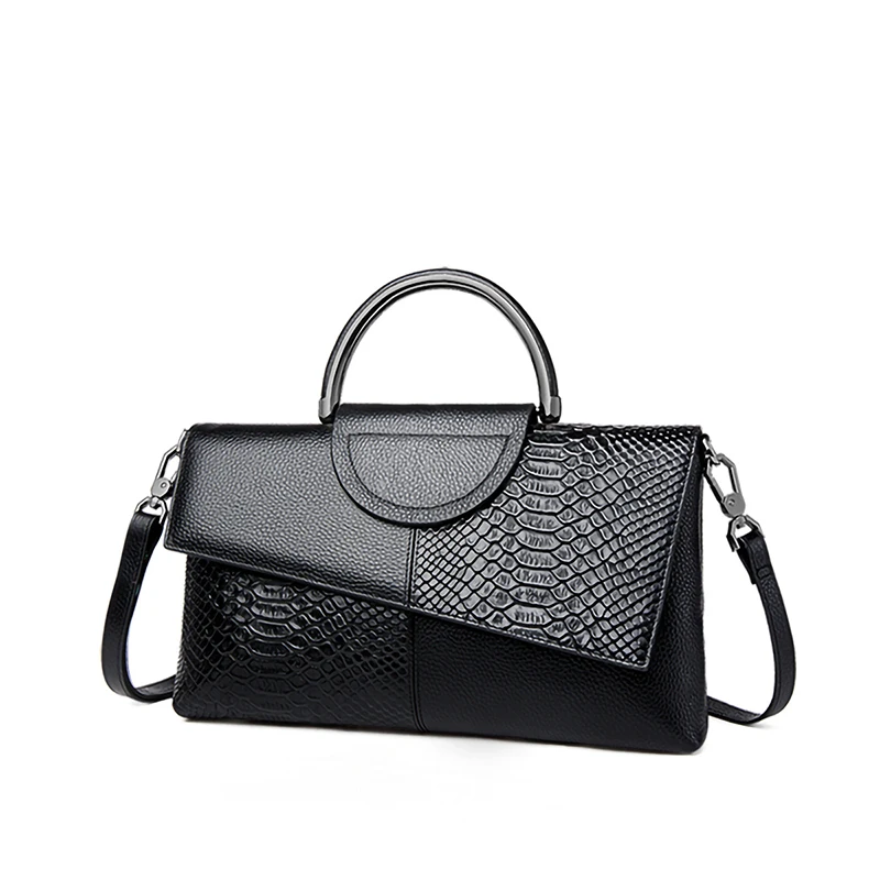 Sac à bandoulière en cuir synthétique PU pour femmes, sac à main et bourse à rabat à motif d\'alligator pour dîner de mariage décontracté