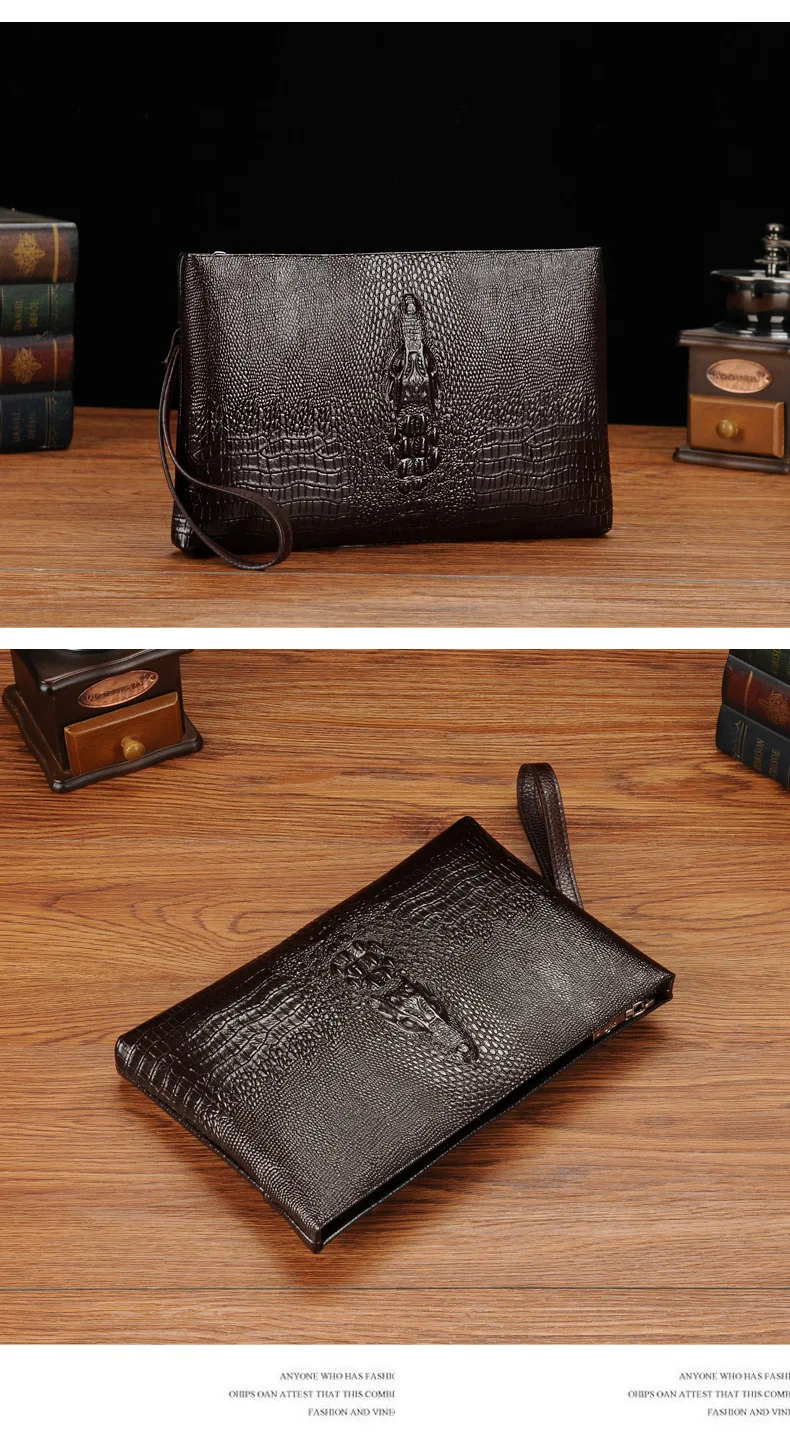 Marque de luxe hommes pochette mode Long portefeuille hommes en cuir Double fermeture éclair sac à main d'affaires noir marron décontracté mâle pratique sac d'argent