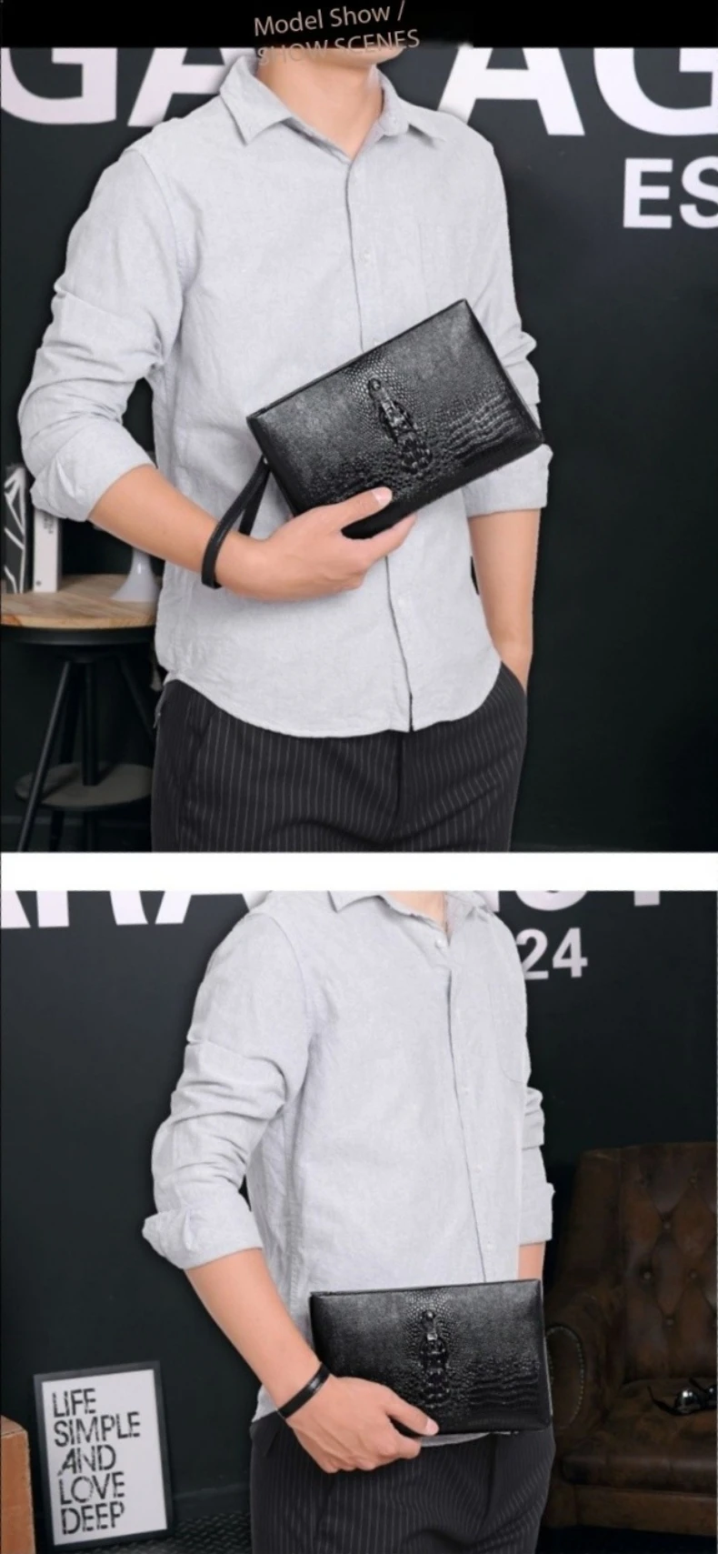 Marque de luxe hommes pochette mode Long portefeuille hommes en cuir Double fermeture éclair sac à main d\'affaires noir marron décontracté mâle pratique sac d\'argent