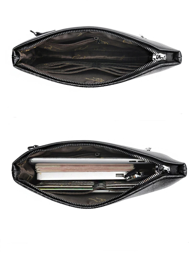 Marque de luxe hommes pochette mode Long portefeuille hommes en cuir Double fermeture éclair sac à main d\'affaires noir marron décontracté mâle pratique sac d\'argent