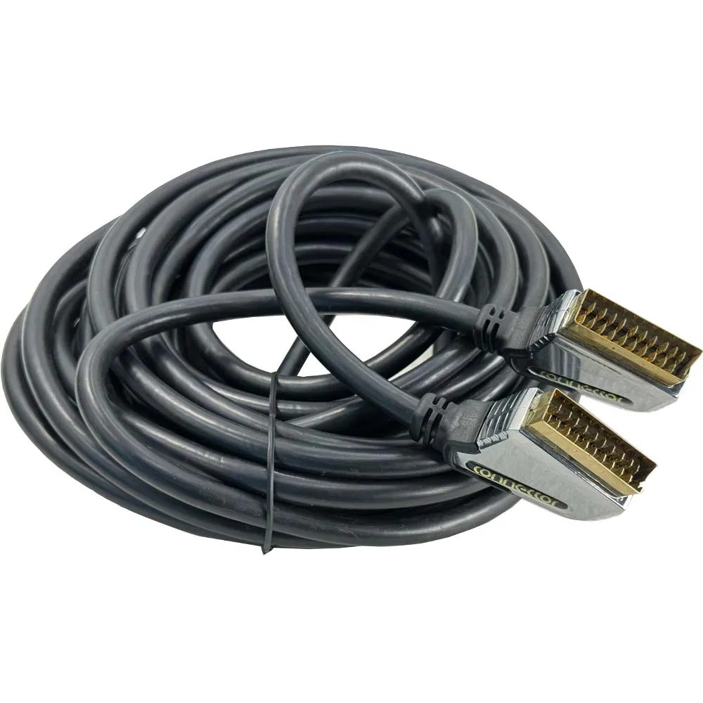 Câble Péritel vers Péritel Blindé Or Mâle Mâle Vidéo TV DVD Décodeur Scart Scart – Image 2