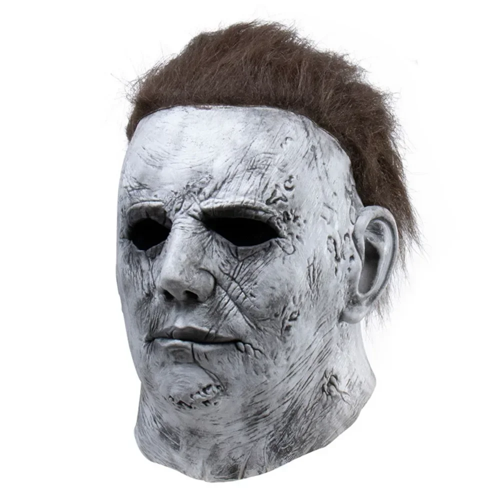 Masque d'Halloween de Michael Myers en Latex F, Tête Complète, Tueur Effrayant, Cicatrice de Brûlure de enquêter Effrayante