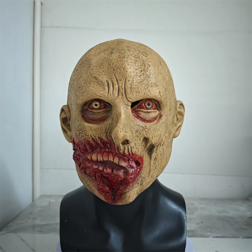 Masque de Zombie chauve Halloween Cosplay masques de personne infectée effrayante monstre effrayant tête complète réaliste visage cassé masque d\'horreur en Latex