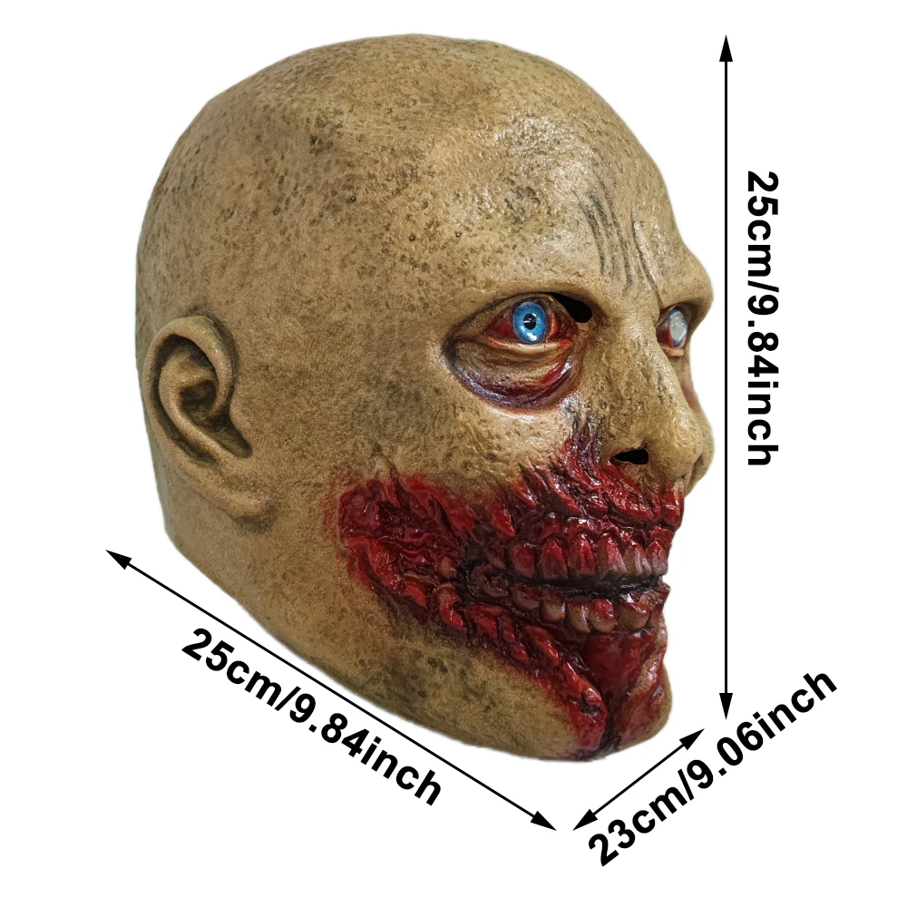 Masque de Zombie chauve Halloween Cosplay masques de personne infectée effrayante monstre effrayant tête complète réaliste visage cassé masque d\'horreur en Latex