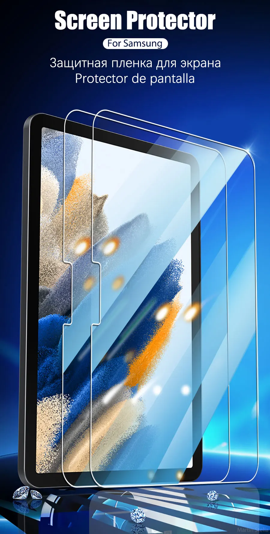 Protecteur d'écran pour tablette Samsung Galaxy Tab S8 Ultra Plus S6 Lite S7 Fe A7 Lite A8 S9 A9, 2 pièces, accessoires