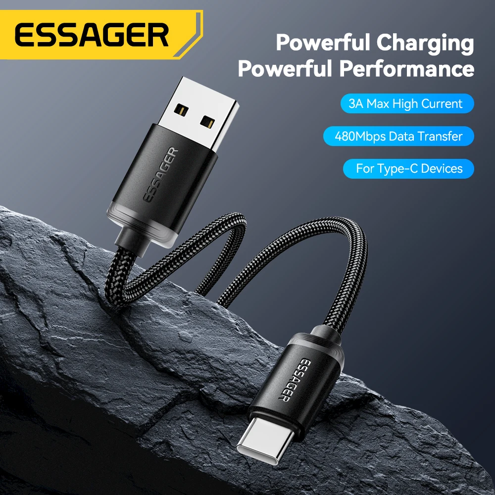 Câble de Recharge USB 2.0 Type C Charge 3A Transmission de Données Data 3m – Image 2
