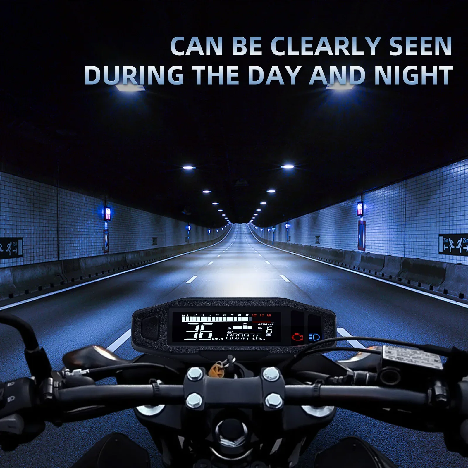 Avec clignotant indicateur moto compteur de vitesse jauge d\'huile tachymètre universel numérique odomètre compteur Instrument