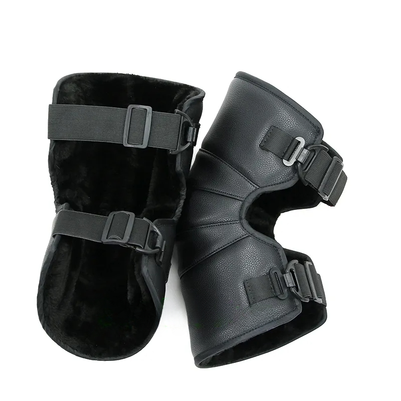 Genouillères chaudes pour moto, genouillères coupe-vent pour l\'hiver et l\'extérieur, protection des genoux en cuir PU imperméable