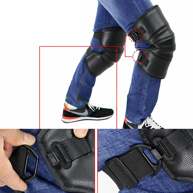 Genouillères chaudes pour moto, genouillères coupe-vent pour l\'hiver et l\'extérieur, protection des genoux en cuir PU imperméable