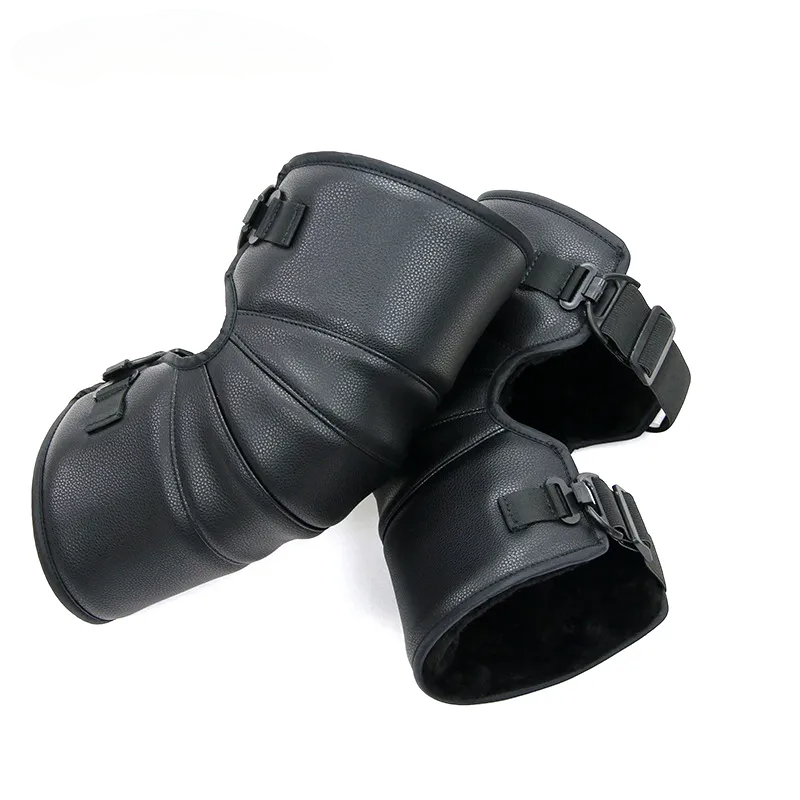 Genouillères chaudes pour moto, genouillères coupe-vent pour l'hiver et l'extérieur, protection des genoux en cuir PU imperméable
