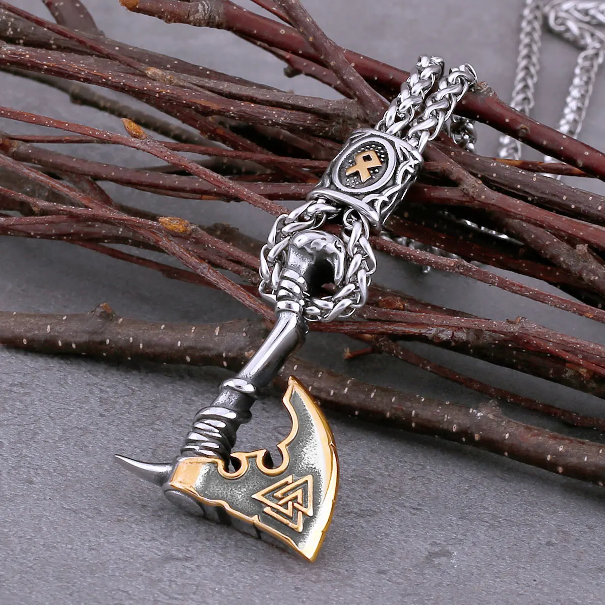 Collier 60cm + Pendentif Gris Doré