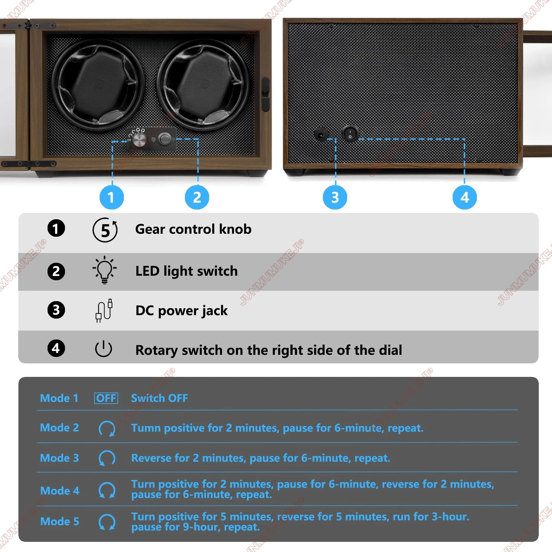 Remontoir de montre alimenté par Usb pour montres automatiques, support de rotateur de montres mécaniques, boîtier en bois, armoire de rangement, boîtes d'affichage